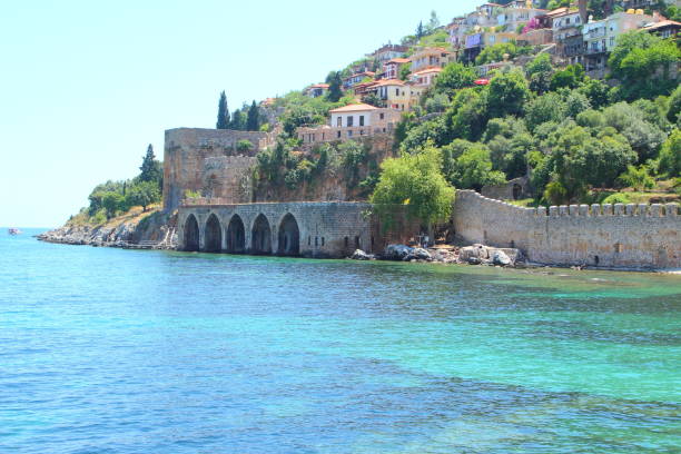 view to  ancient shipyard in alanya turkey