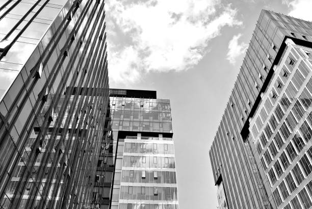 istock Modern business office building exterior. Black and white 808847200