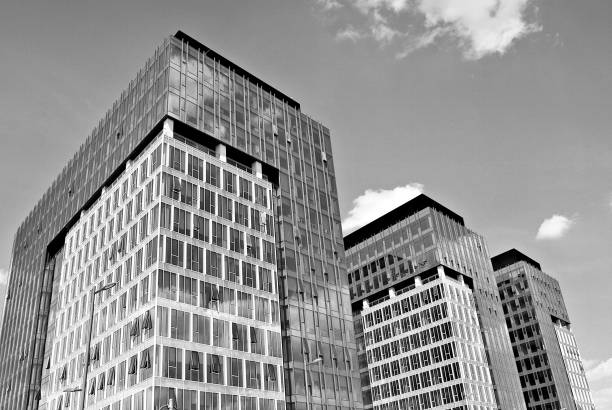 istock Modern business office building exterior. Black and white 808848520