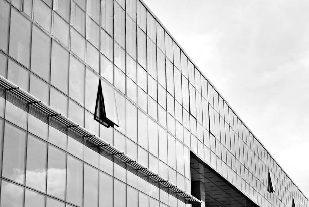 istock Modern business office building exterior. Black and white 808848948