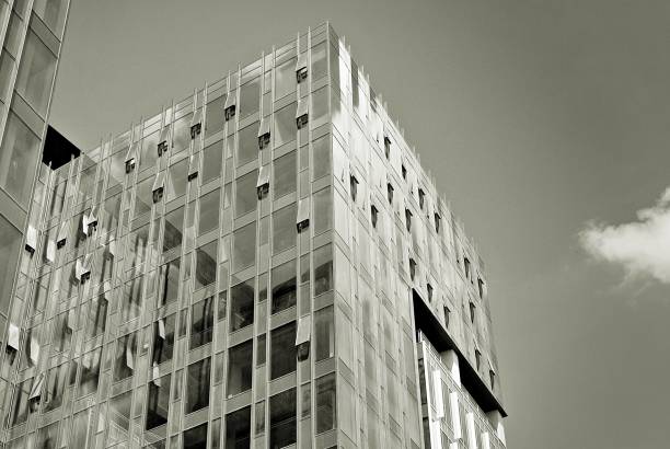 istock Modern business office building exterior. Black and white 808855874