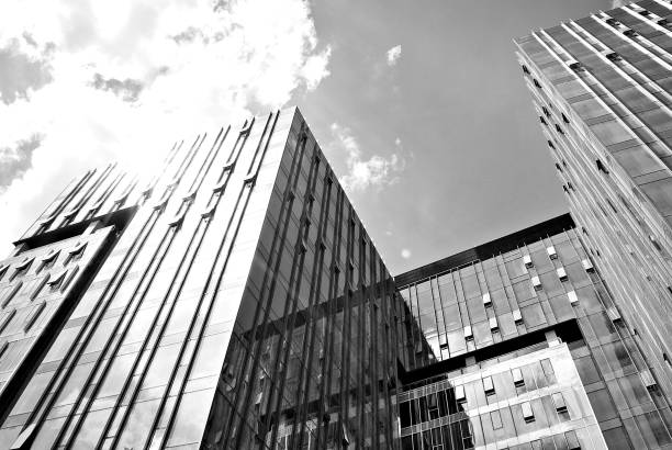 istock Modern business office building exterior. Black and white 808875330