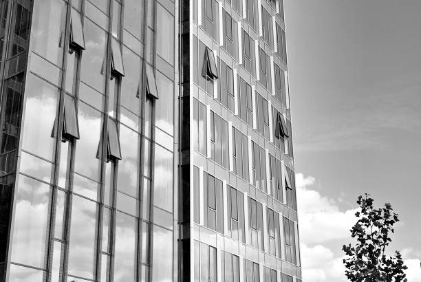 istock Modern business office building exterior. Black and white 808876136