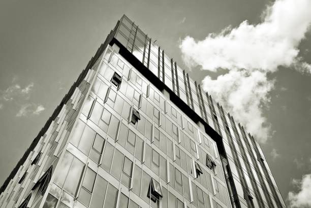 istock Modern business office building exterior. Black and white 808876714