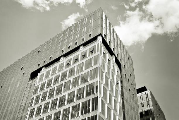 istock Modern business office building exterior. Black and white 808877398