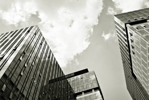 istock Modern business office building exterior. Black and white 808877660