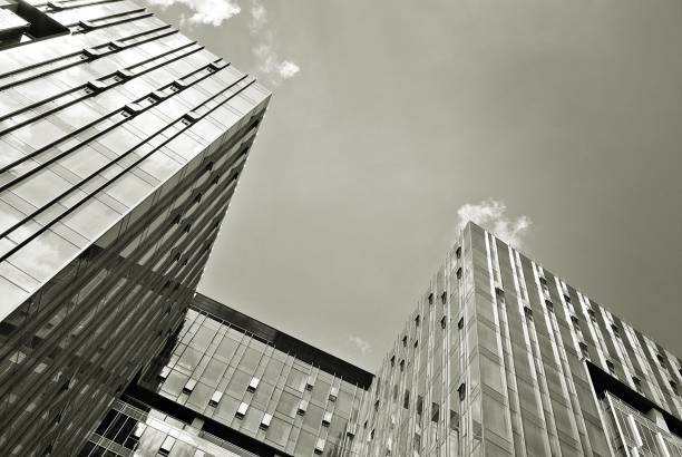 istock Modern business office building exterior. Black and white 808889838