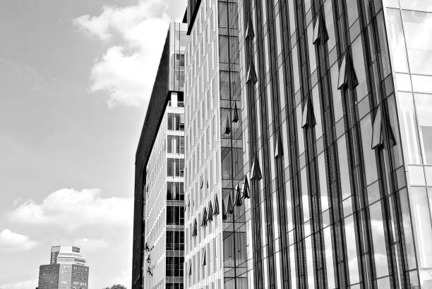 istock Modern business office building exterior. Black and white 808895258