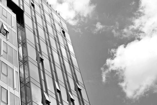 istock Modern business office building exterior. Black and white 808895652