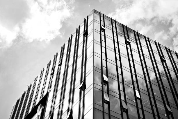 istock Modern business office building exterior. Black and white 808896590