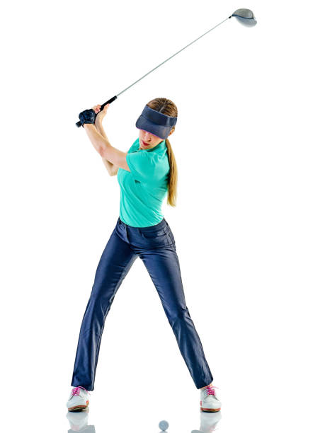 istock woman golfer golfing isolated 808897402