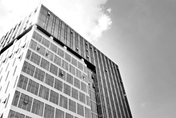istock Modern business office building exterior. Black and white 808903394