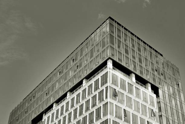 istock Modern business office building exterior. Black and white 808917608