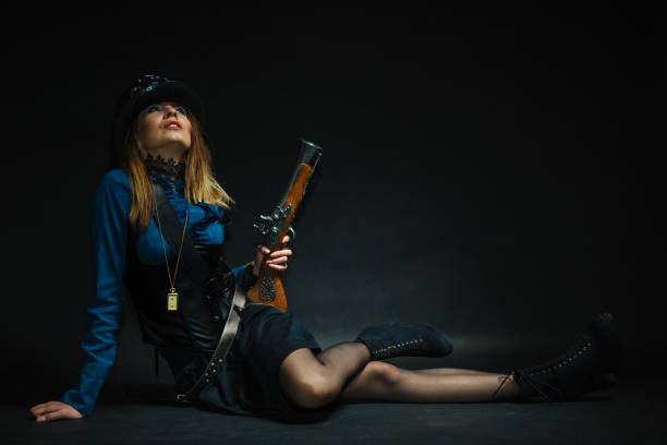 istock Steampunk girl armed and dangerous. 808922612