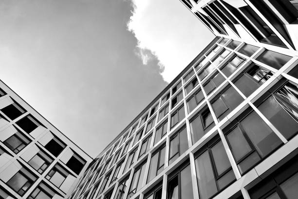 istock Modern business office building exterior. Black and white 808934280
