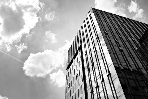 istock Modern business office building exterior. Black and white 808935656