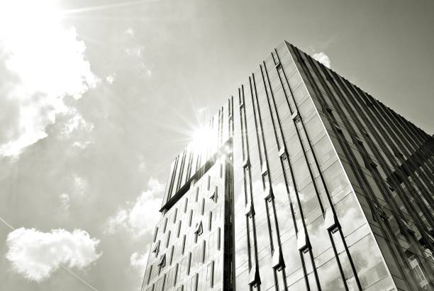 istock Modern business office building exterior. Black and white 808958126