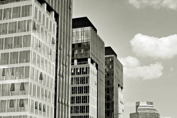 istock Modern business office building exterior. Black and white 808965376