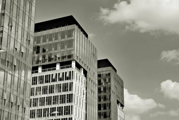 istock Modern business office building exterior. Black and white 808968036