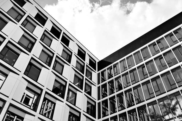 istock Modern business office building exterior. Black and white 808968808