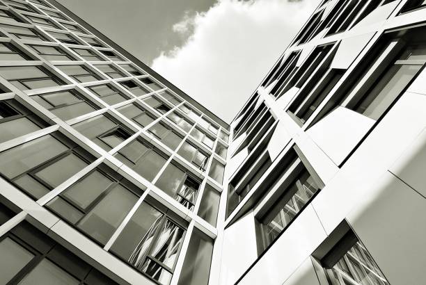 istock Modern business office building exterior. Black and white 808969128