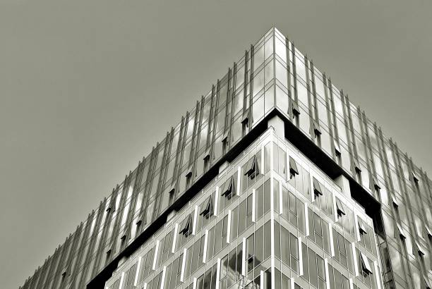 istock Modern business office building exterior. Black and white 808969344