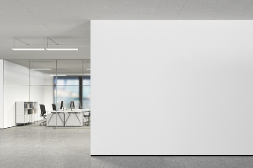 Blank wall in modern office. 3d illustration