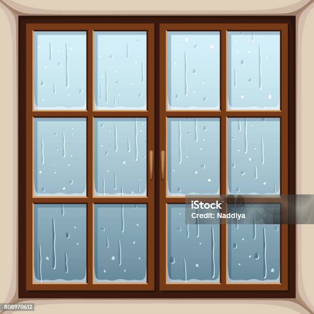 Multiple Window Raining Toon Rain Outside The Window Vector Illustration Stock Illustration ...