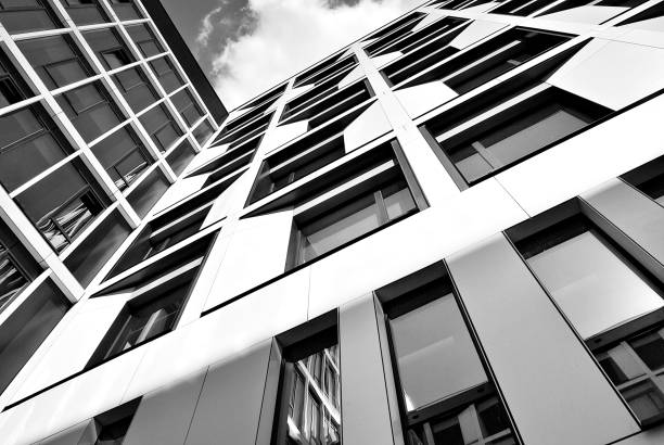 istock Modern business office building exterior. Black and white 808977928