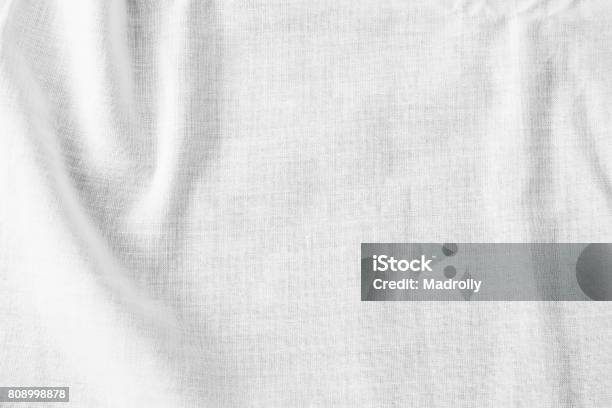 White Crumpled Sheet Fabric Texture Stock Photo - Download Image Now - Abstract, Arts Culture and Entertainment, Backgrounds