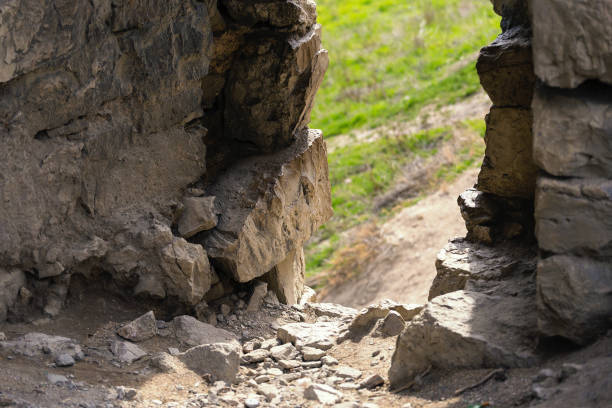 Wall stone passage Passage through the thick stone walls of an ancient fortress feodosiya stock pictures, royalty-free photos & images