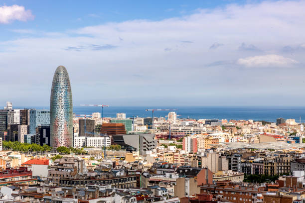 istock Barcelona skyline with sea 809014560
