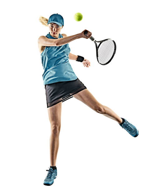 tennis woman isolated silhouette one young caucasian tennis woman isolated in silhouette on white background tennis teenager sport playing stock pictures, royalty-free photos & images