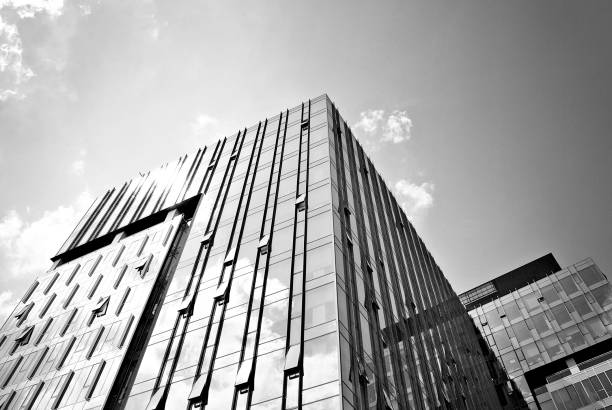 istock Modern business office building exterior. Black and white 809027788