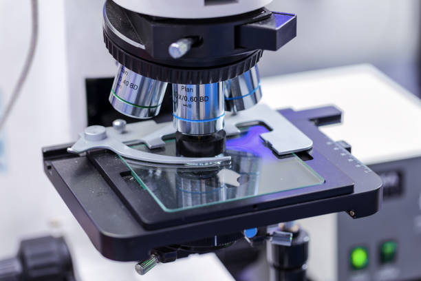 istock Laboratory Microscope. Scientific and healthcare research background. A microscope is an instrument used to see too small objects 809056176