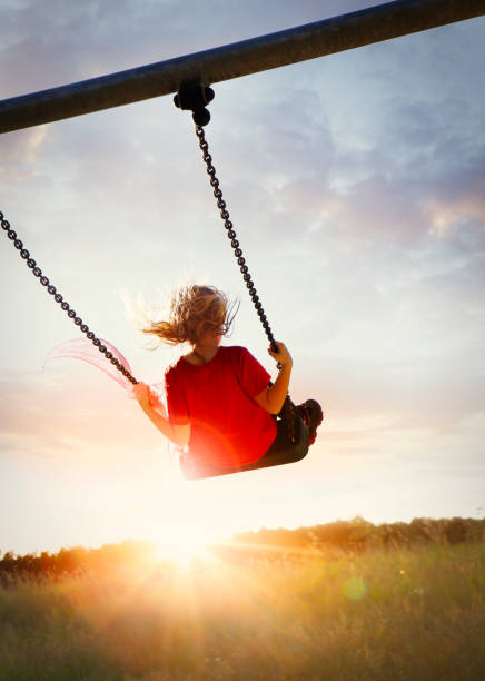 istock Little girl enjoying swinging 809071532