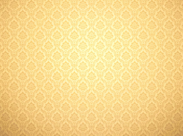 Gold damask pattern background Golden damask wallpaper with floral patterns tapestry stock pictures, royalty-free photos & images