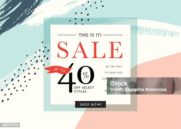 Sale Banner Design06 Stock Illustration - Download Image Now - Backgrounds, Watercolor Painting, Modern