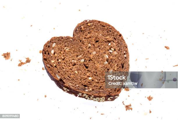 Heart Made From Bread On White Background Stock Photo - Download Image Now - Baked, Bakery, Belarus