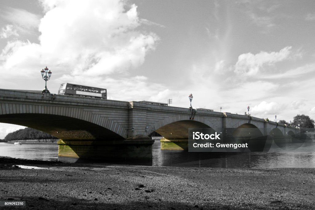 Putney Bridge - London Putney Bridge isolated on a black and white background. Black And White Stock Photo