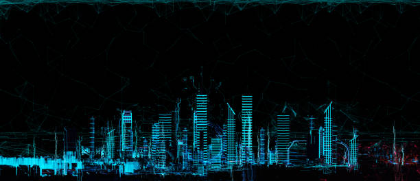 Cityscape futuristic 3d city neon light