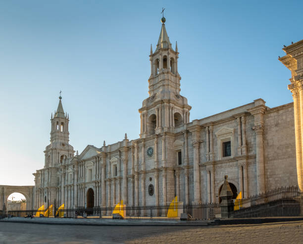 Cathedral at Plaza de Armas - Arequipa, Peru Cathedral at Plaza de Armas - Arequipa, Peru arequipa province stock pictures, royalty-free photos & images