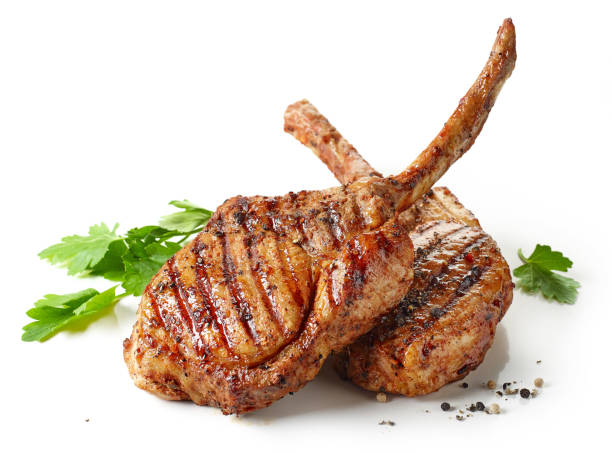 steak de tomahawk fraîchement grillé - pork tenderloin dinner barbecue photos et images de collection