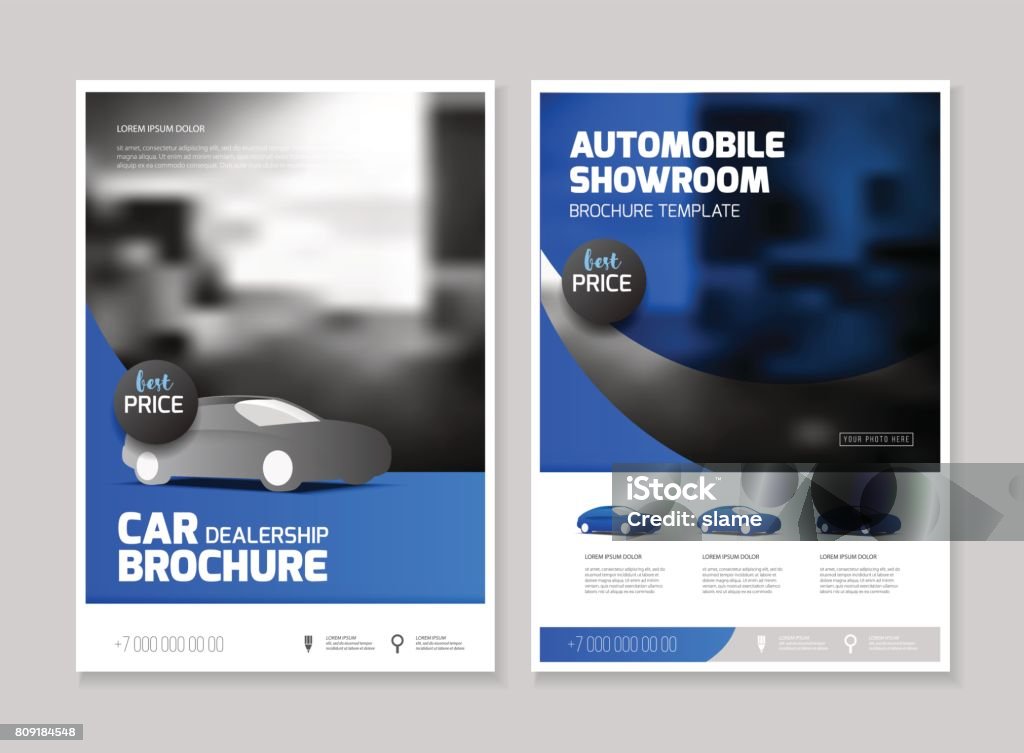 Auto Autohaus Broschüre Automobilshowroom Stock Vektor Art und mehr