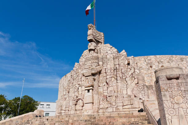 Flag monument in Montejo avenue, Merida Yucatan Mexico