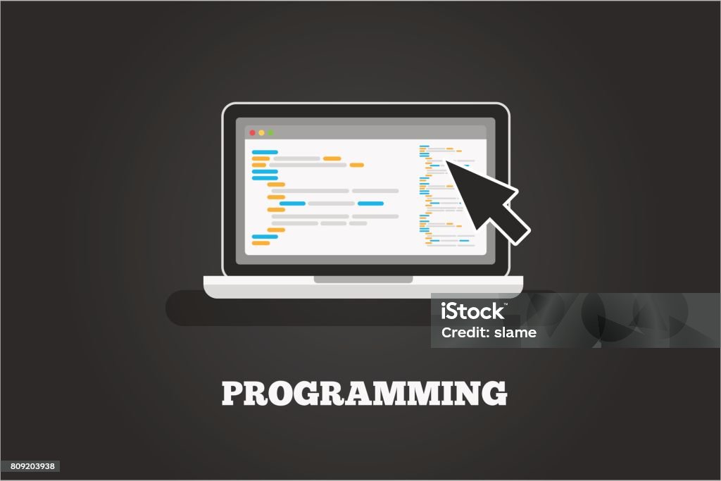 Laptop Programming Vector Concept Illustration Coding Php Or Html Stock ...