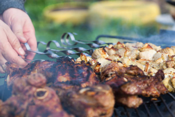 istock Cooking grilled shashlik on barbeque 809207302