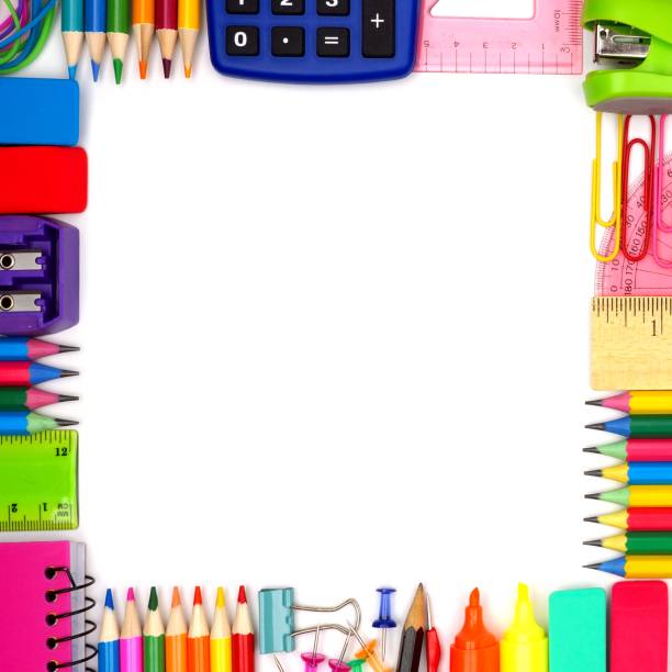 istock Back to School school supplies square frame over white 809262216