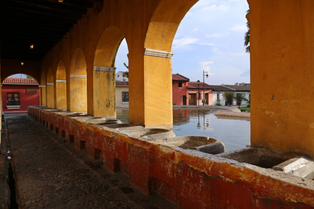 Beautiful. yellow colored laundry fountain at Antigua on Guatemala