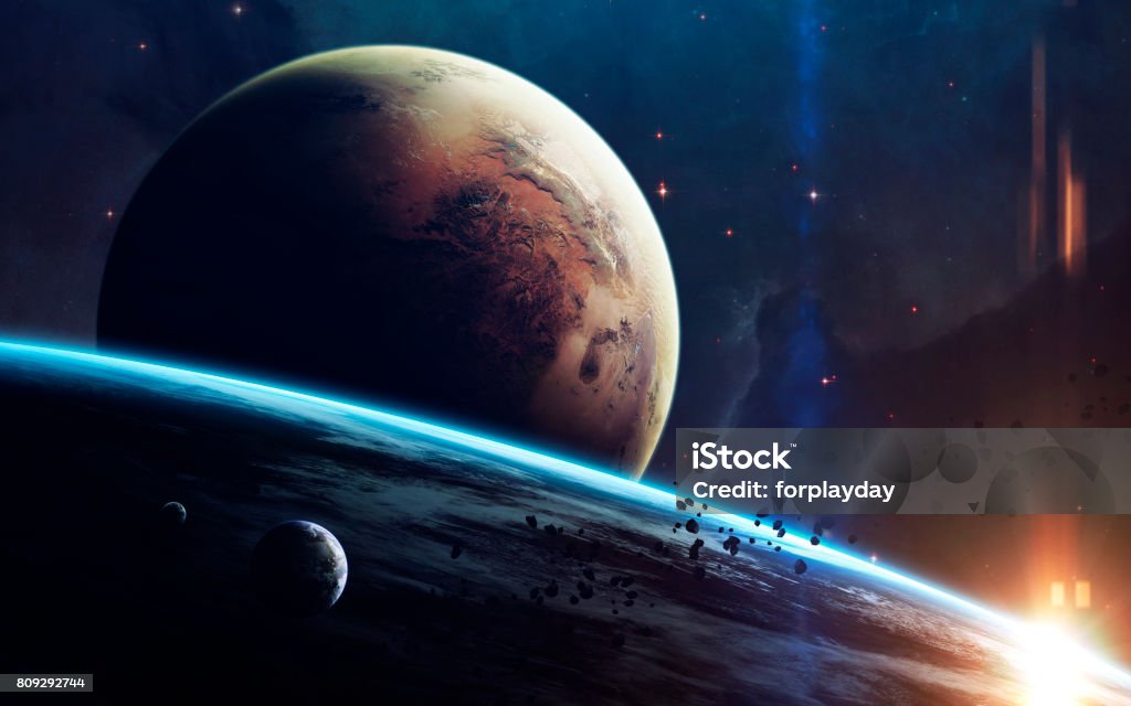 Deep space beauty, planets, stars and galaxies in endless universe. Elements of this image furnished by NASA Outer Space Stock Photo